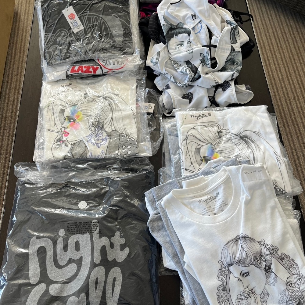 Night Call t-shirts, bathing suits, and sweatshirt